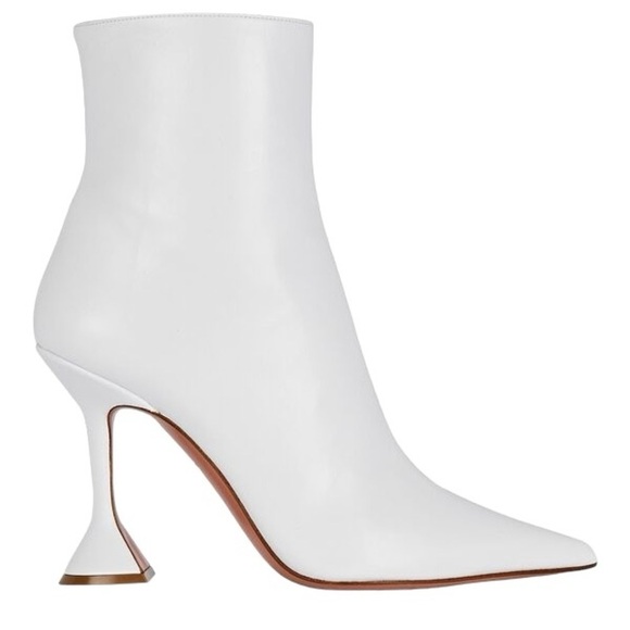 AMINA MUADDI Giorgia Leather Flared Heel Ankle Boots White 40 US Size 10 - Picture 2 of 16